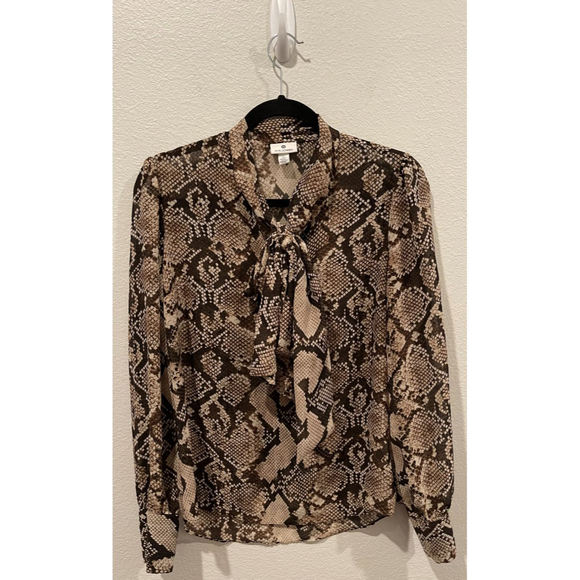 ALTUZARRA Python Print Georgette Bow Blouse - Picture 4 of 9